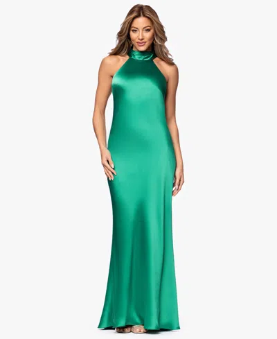 Xscape Women's Tie Neck Long Dress In Green