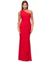 Xscape Petite One-shoulder Draped-detail Gown In Red