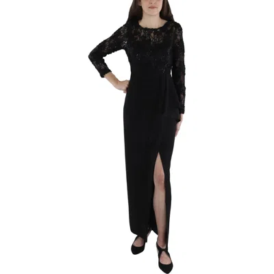 Xscape Womens Applique Polyester Evening Dress In Black