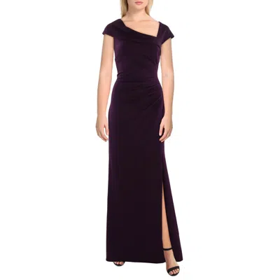 Xscape Womens Asymmetric Polyester Evening Dress In Black
