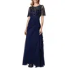 Xscape Womens Beaded Polyester Evening Dress
