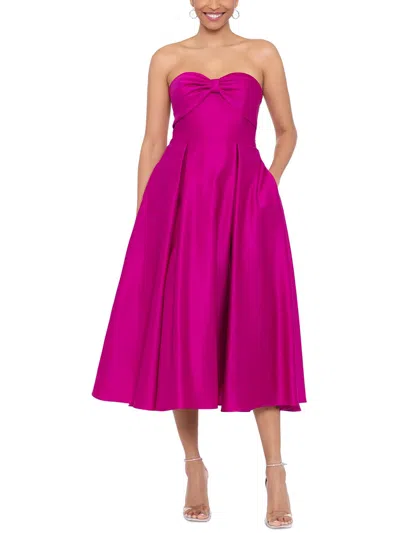 Xscape Womens Bow Polyester Fit & Flare Dress In Pink