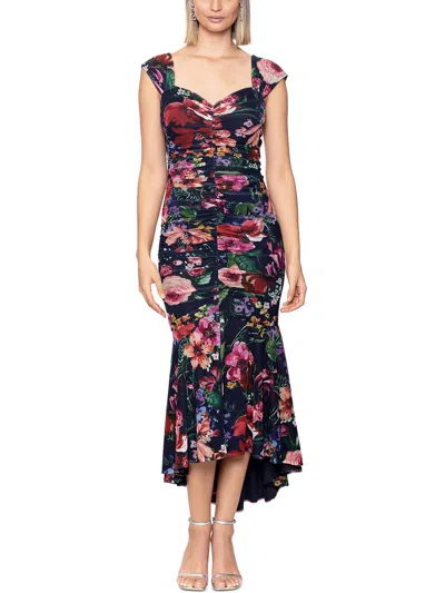 Xscape Womens Floral Print Polyester Maxi Dress In Multi