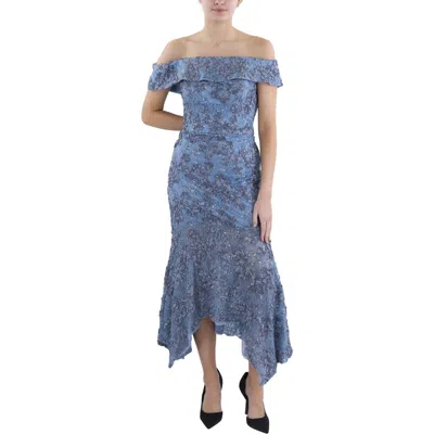Xscape Womens Formal Tea-length Cocktail And Party Dress In Blue