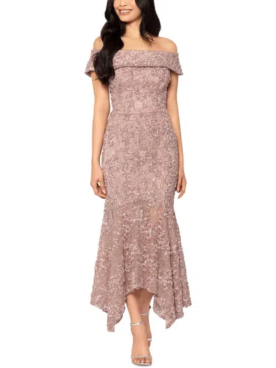 Xscape Womens Formal Tea-length Cocktail And Party Dress In Grey