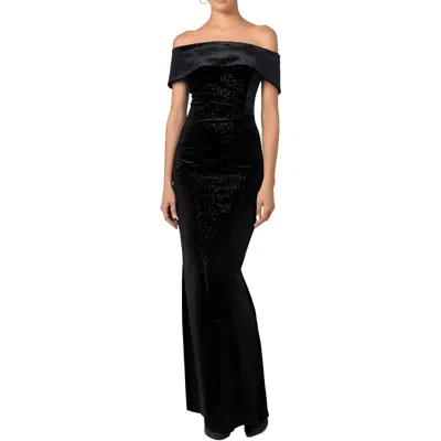 Xscape Womens Glitter Velvet Evening Dress