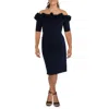 Xscape Plus Size Short-sleeve Sweetheart-neck Scuba-crepe Bodycon Dress In Blue