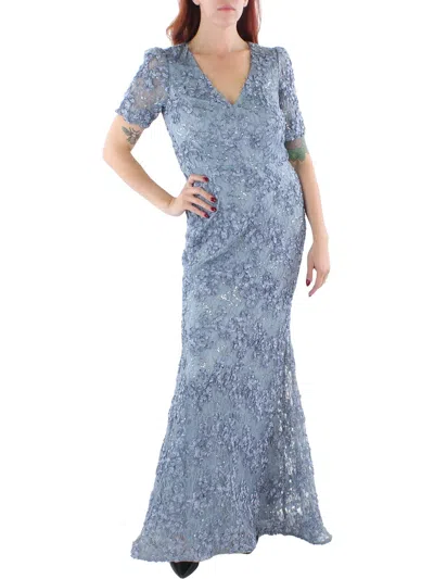 Xscape Womens Lace Maxi Evening Dress In Grey