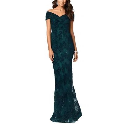 Xscape Womens Lace Sequined Evening Dress In Green