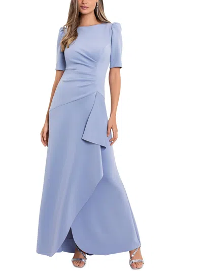 Xscape Womens Layered Stretch Maxi Evening Dress In Blue
