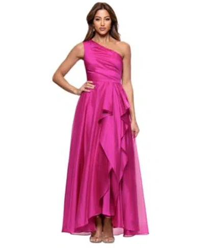 Xscape Womens Metallic Draped One Shoulder Gown In Pink