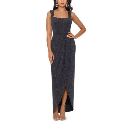 Xscape Womens Metallic Long Evening Dress In Black