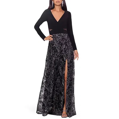 Xscape Womens Metallic Matte Jersey Evening Dress