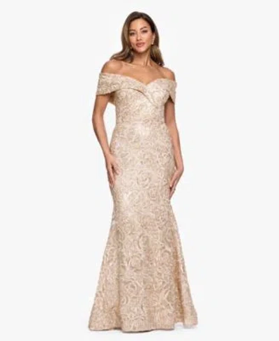 Xscape Womens Off The Shoulder Ball Gown In Neutral