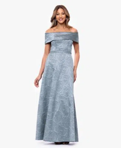 Xscape Womens Off The Shoulder Ball Gown In Gray