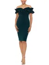 Xscape Womens Off-the-shoulder Knee-length Cocktail And Party Dress In Silver