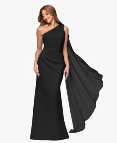 Xscape Womens One Shoulder Ball Gown Dress In Hunter