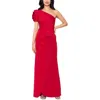 Xscape Rosette Detail One-shoulder Gown In Red