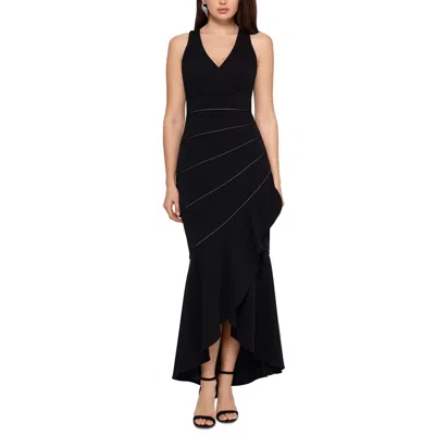 Xscape Womens Piped Mermaid-hem Maxi Dress In Black