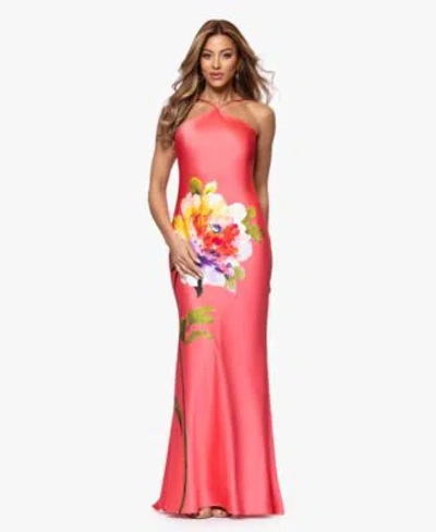 Xscape Womens Printed Halter Neck Gown In Brown