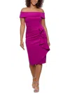 XSCAPE WOMENS RUCHED OFF-THE-SHOULDER BODYCON DRESS