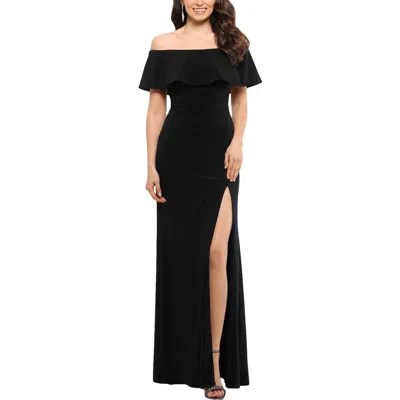 Xscape Womens Ruched Off-the-shoulder Evening Dress In Gold