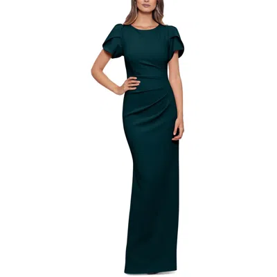 Xscape Womens Ruched Pleated Evening Dress In Green