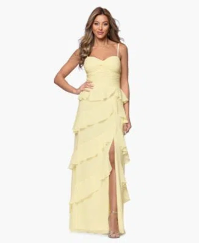 Xscape Womens Ruffle Detail Tiered Maxi Dress In Yellow