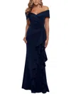 Xscape Ruffled Off-the-shoulder Gown In Multi