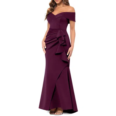 Xscape Womens Ruffled Off The Shoulder Maxi Dress In Pink