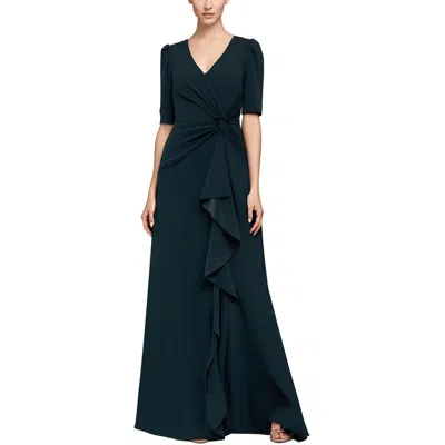 Xscape Womens Ruffled Polyester Evening Dress