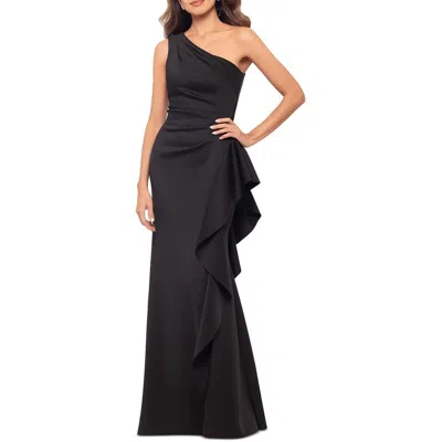 Xscape Womens Ruffled Polyester Evening Dress In Black