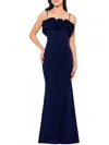 Xscape Women's Ruffled Sleeveless Scuba Crepe Gown In Blue