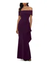 Xscape Petite Off-the-shoulder Ruffled Gown In Purple