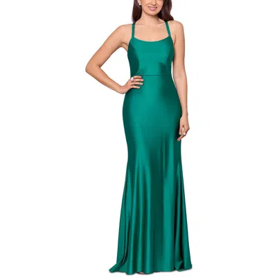 Xscape Womens Satin Maxi Evening Dress In Green