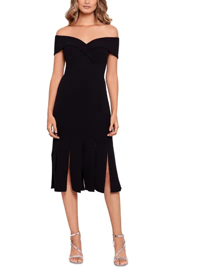Xscape Womens Semi-formal Midi Cocktail And Party Dress In Black