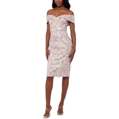 Xscape Womens Sequined Knee-e Sheath Dress In Multi
