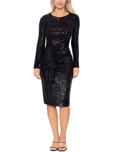 Xscape Womens Sequined Midi Cocktail And Party Dress In Black