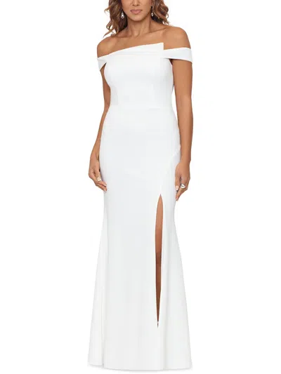 Xscape Womens Side Slit Maxi Evening Dress In White
