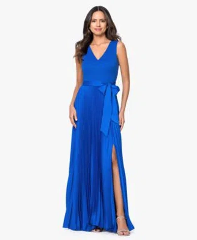 Xscape Womens Sleeveless V Neck Gown In Blue