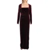 Xscape Womens Slit Squareneck Evening Dress