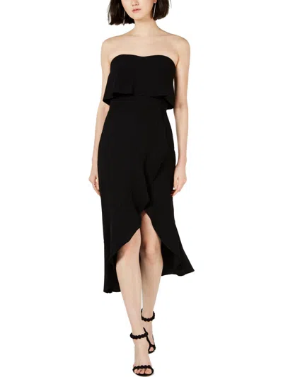 Xscape Womens Strapless Ruffle Cocktail Dress In Black