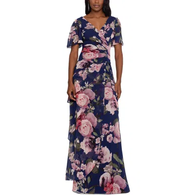 Xscape Womens Surplice Tiered Maxi Dress In Multi