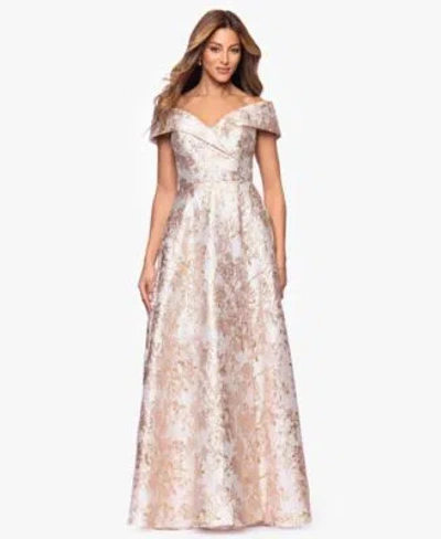 Xscape Womens Sweetheart Neck Metallic Jacquard Ball Gown In Blue