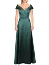 Xscape Petites Womens Off-the-shoulder Long Evening Dress In Gold