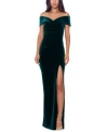 Xscape Womens Velvet Off-the-shoulder Evening Dress In Black