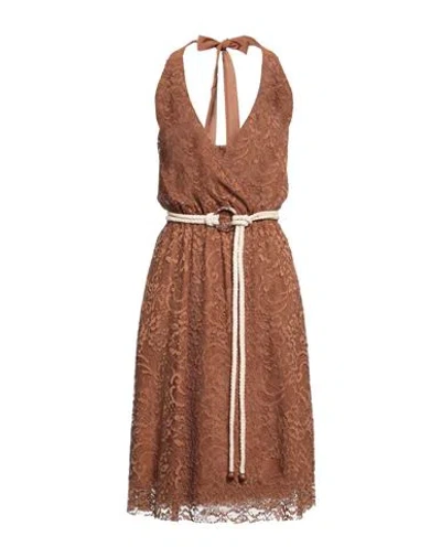 Xt Studio Woman Midi Dress Brown Size S Polyamide, Viscose