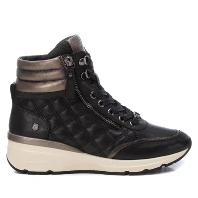Xti Carmela Collection Leather Sneaker Booties By  In Black