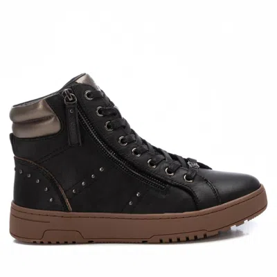 Xti Carmela Collection Leather Sneaker Booties By  In Black