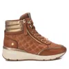 Xti Women's Carmela Collection Leather Sneaker Booties In Camel In Brown